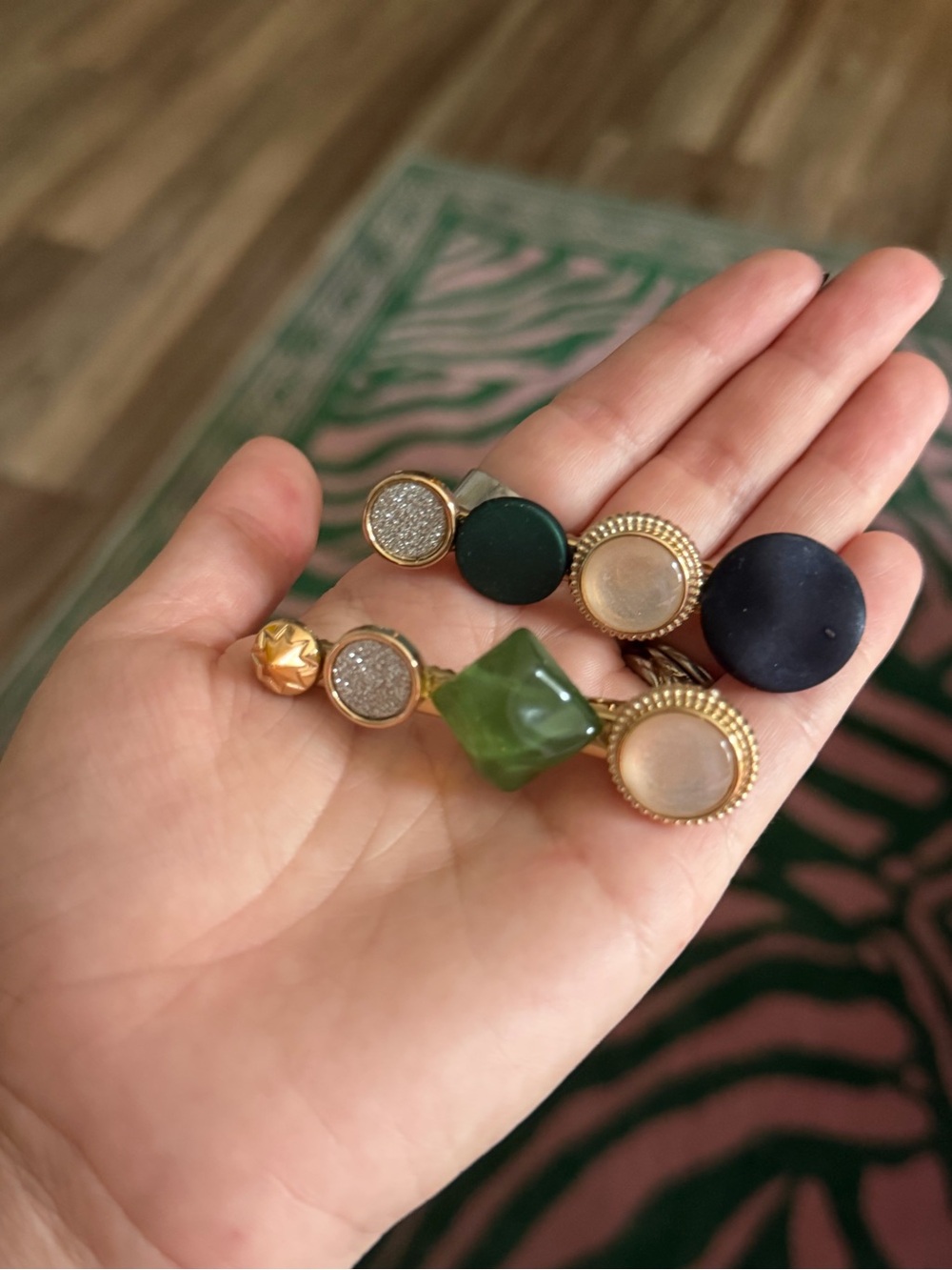Urban Outfitters Green, Black, Gold Multi-Disc Statement Earrings